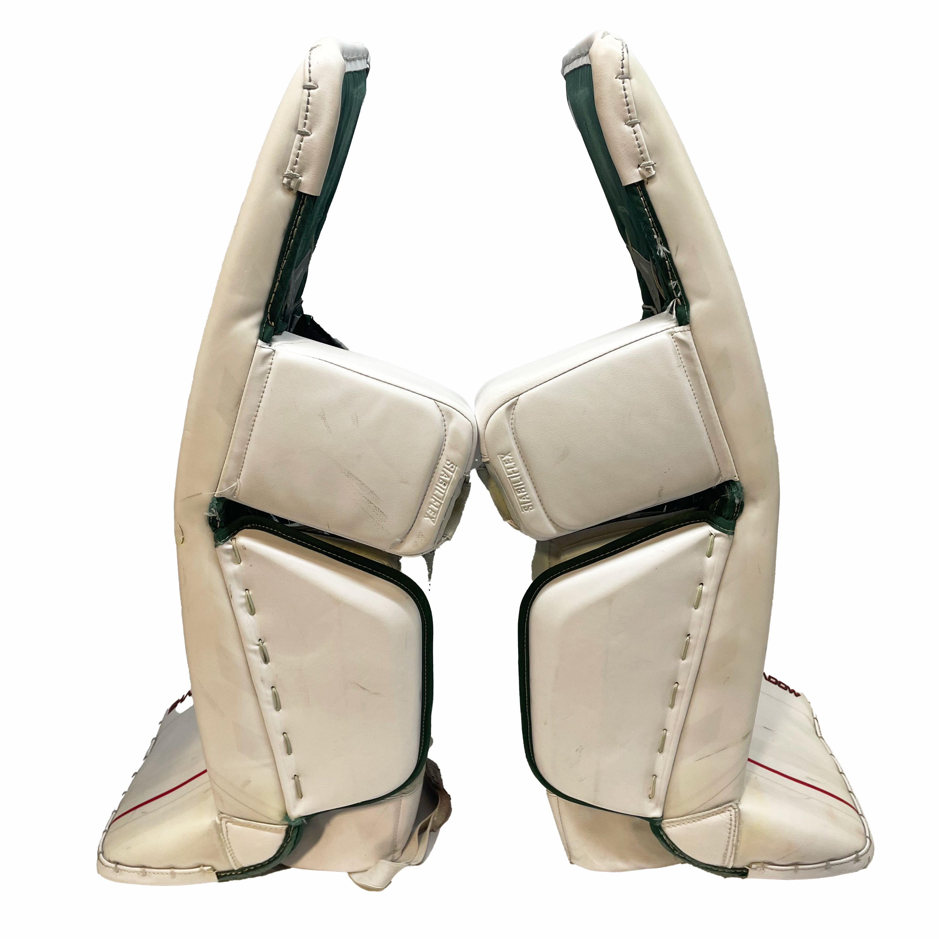 Bauer Supreme Shadow - Jambières de gardien de but Pro Stock d'occasion (blanc/vert/rouge)